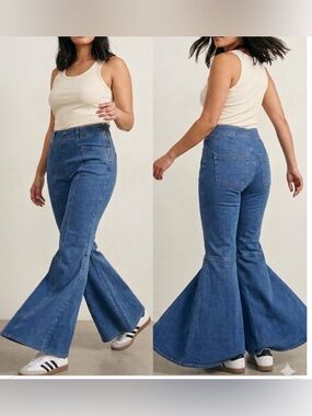 Free People We The Free Just Float On Flare Jeans Side Zip Blue Size 28